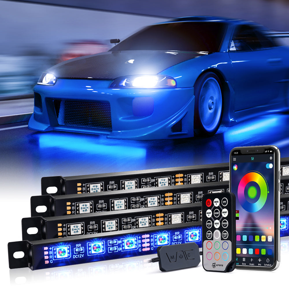 Kit de iluminación Underglow RGB con carcasa de aluminio y control Bluetooth