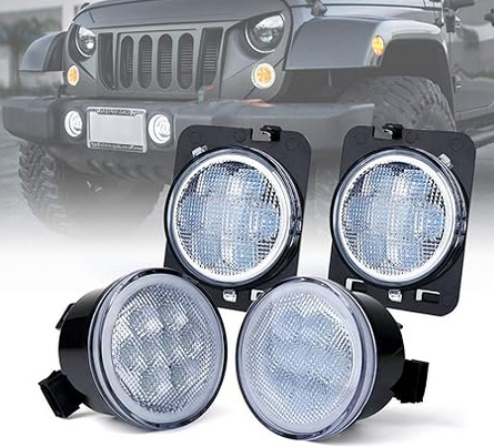 Paquete Luz de Señal de Giro LED Ámbar Con Halo DRL y Luces de Guardabarros Laterales LED Para Jeep Wrangler