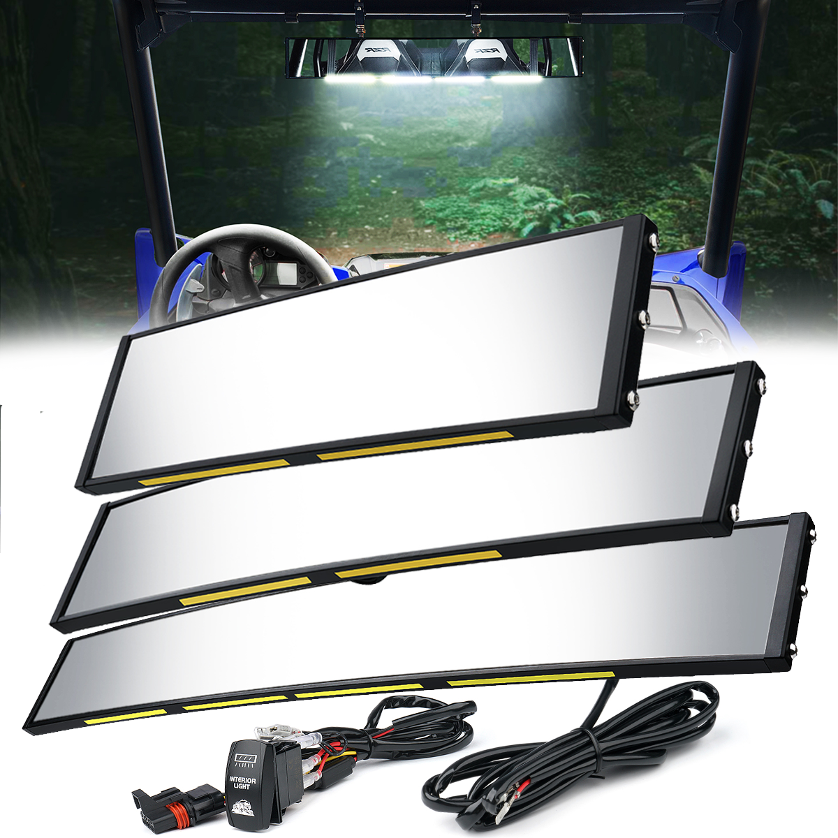 Espejo retrovisor curvo UTV Off Road con Luces LED