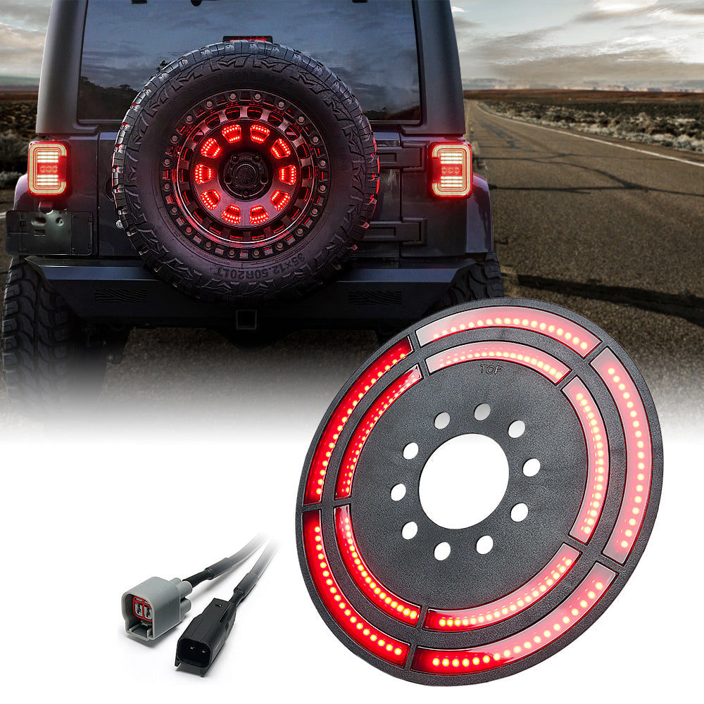 Luz de Freno Doble LED de 14" Para Neumático de Repuesto de Jeep Wrangler JK JKU 07-18 Serie Typhoon Xprite