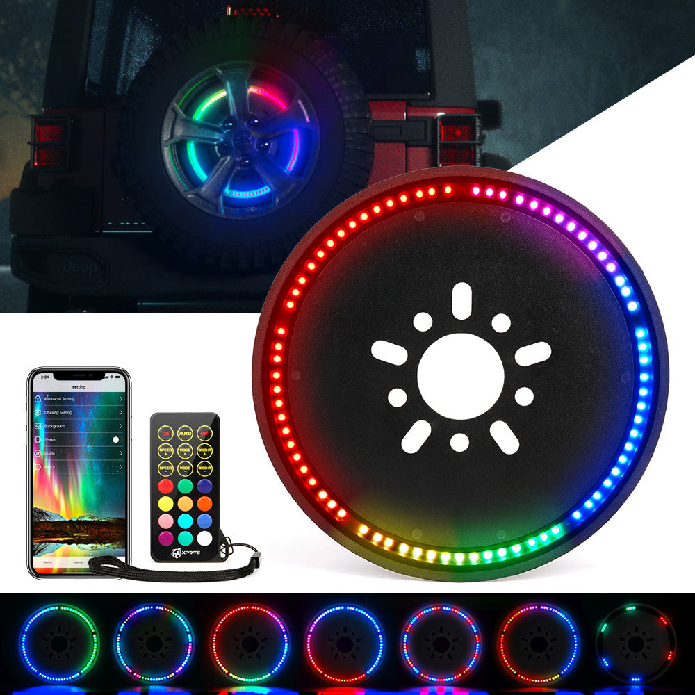 Luz de Freno LED RGB Para Neumático de Repuesto con Control Remoto y Bluetooth Para Jeep Wrangler JK 2007-2018 Xprite