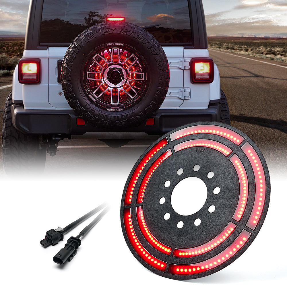 Aro Dual de Luz de Freno LED Para Neumático de Repuesto de Jeep Wrangler JL JLU 2018+ Serie Typhoon Xprite