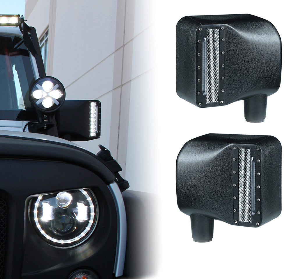 Carcasa de Espejos Laterales LED con Luces Direccionales Para Jeep Wrangler JK JKU 2007-2018 Xprite