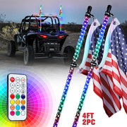 Spiral RGB LED Flag Pole Whip Light 4ft 2pc