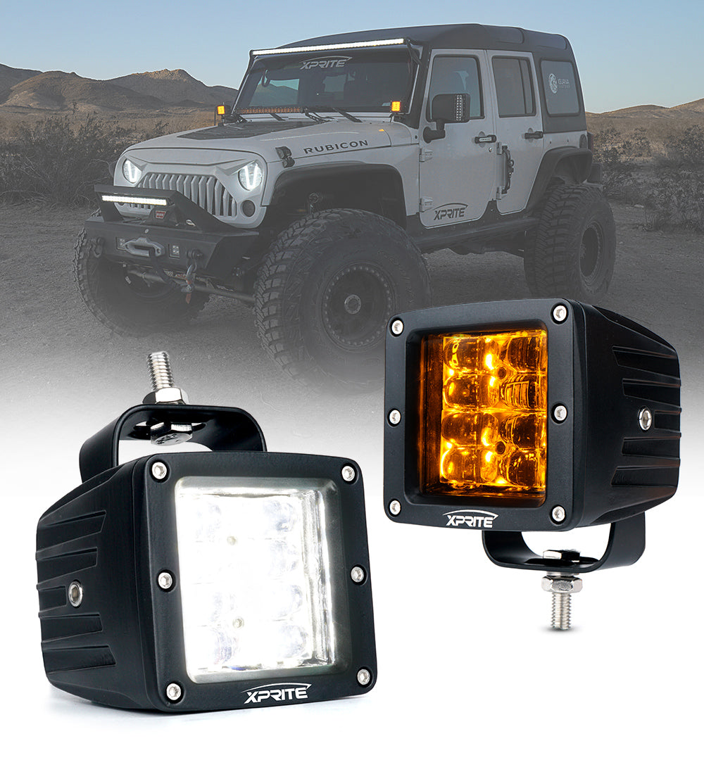 Focos LED con Retroiluminación Ámbar de 3" con Arnés de Cableado Serie Sunrise Xprite