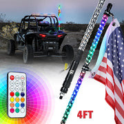 Spiral RGB LED Flag Pole Whip Light 4ft