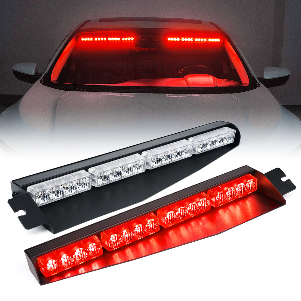 Dual LED Visor Windshield Strobe Lights Red