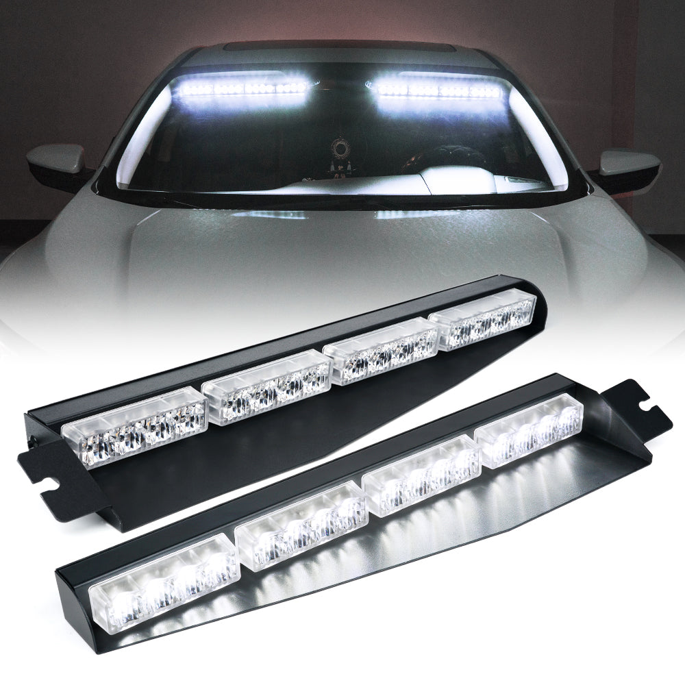 Dual LED Visor Windshield Strobe Lights White