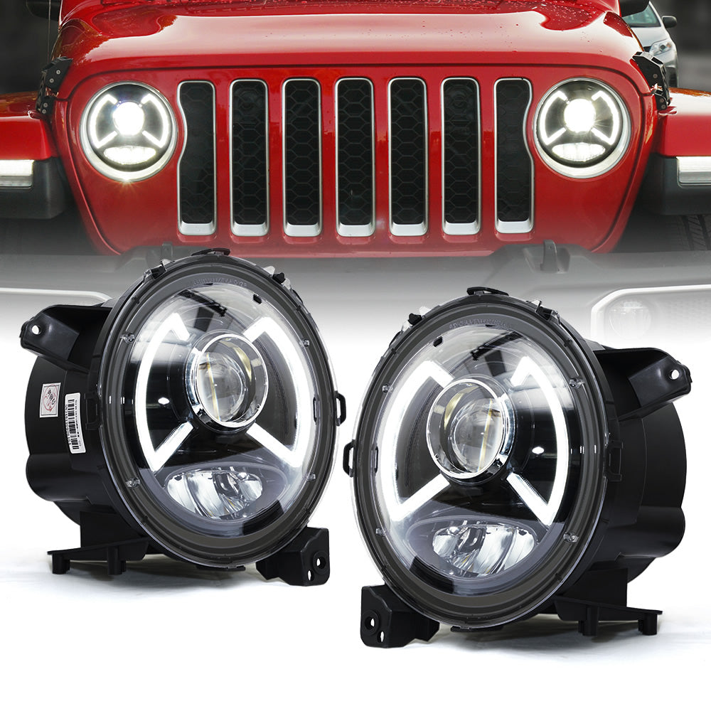 Faros Delanteros LED CREE con DRL Para Jeep Wrangler JL y Gladiator JT 2018+ Serie Dark Bat Xprite