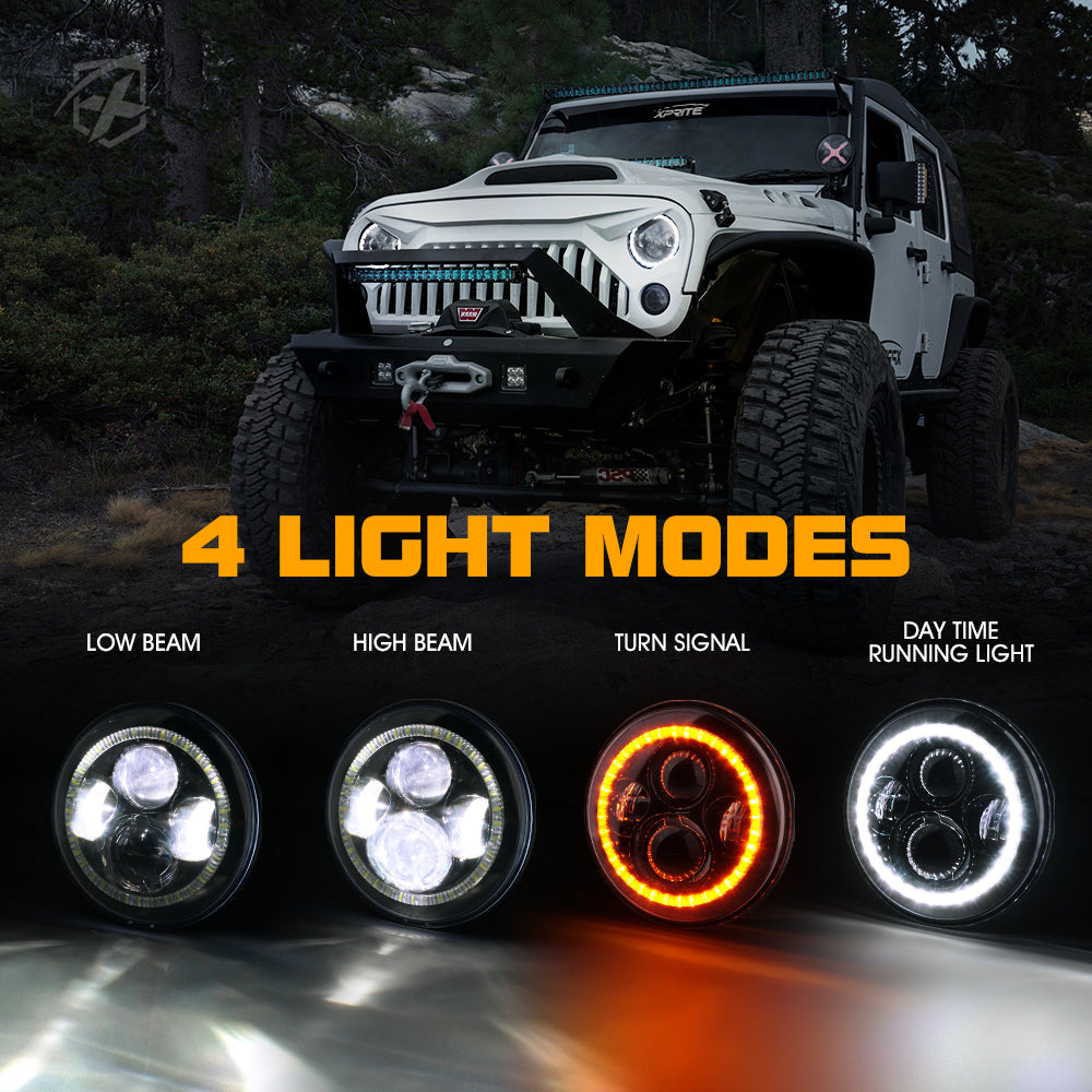 Faros Delanteros LED de 7" 90W con Halo G2 Para Jeep Wrangler 1997-2018 Xprite