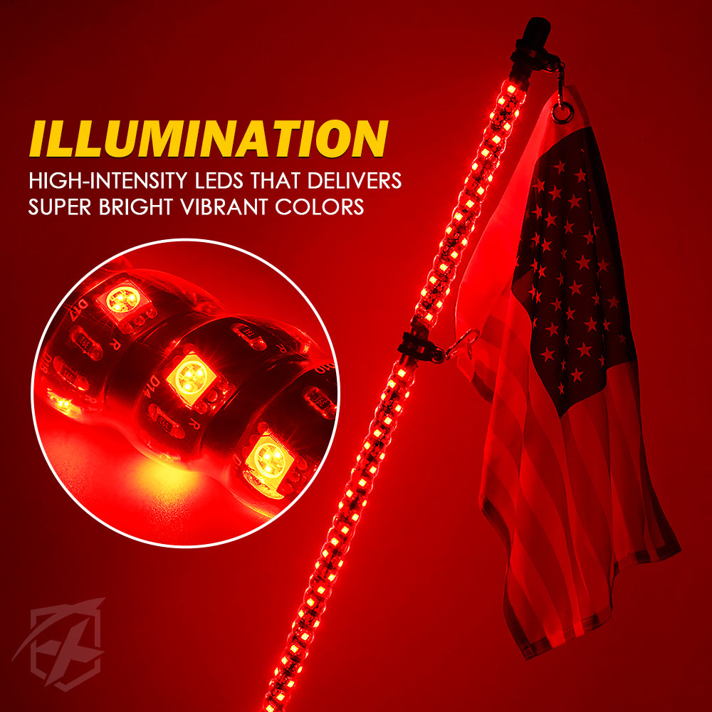 Spiral Single Color LED Whip Light Illumination