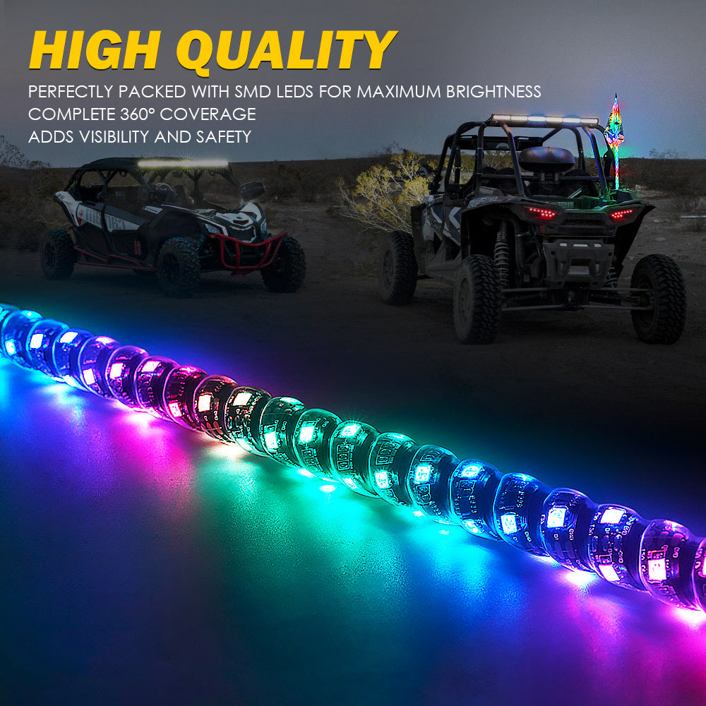 Spiral RGB LED Flag Pole Whip Light Quality