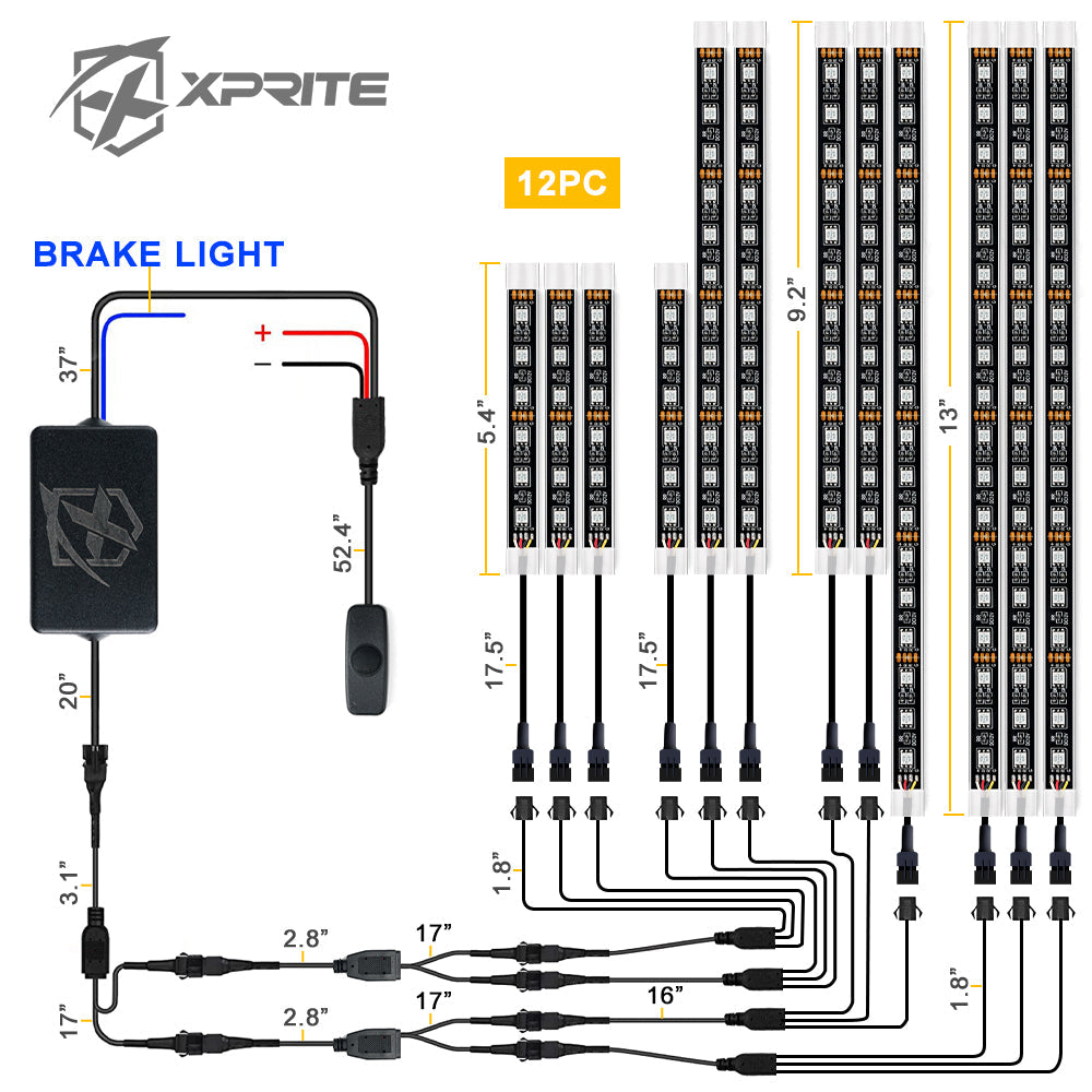 Motorcycle Underbody Glow Kit Brake Light