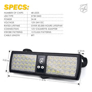 Windshield Visor LED Strobe Lights Specs