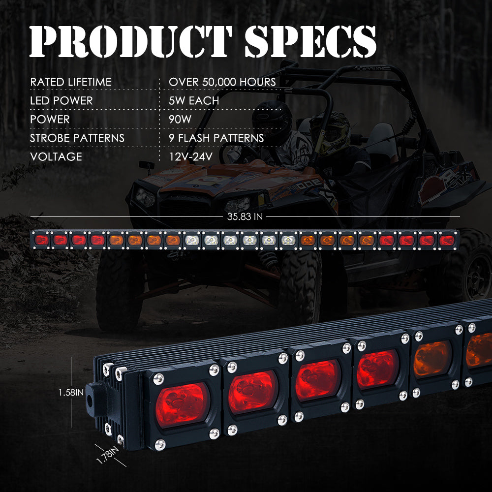 Rear Chase Strobe Light Bar specs