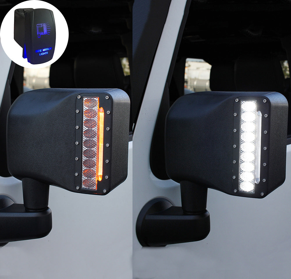 Carcasa de Espejos Laterales LED con Luces Direccionales Para Jeep Wrangler JK JKU 2007-2018 Xprite