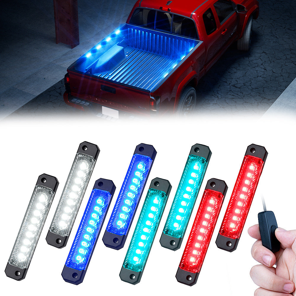 Set de 8 Módulos de Luces LED RGB Interior/Exterior Para Caja de Camioneta Pick Up con Interruptor y Bluetooth/Control Remoto Serie Focal Xprite