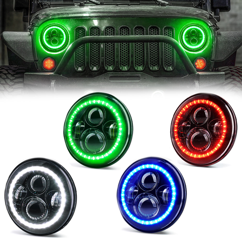 Faros Delanteros LED de 7" 90W con Halo G2 Para Jeep Wrangler 1997-2018 Xprite